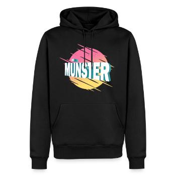 Münster Allemagne City Font Vintage Rétro - Sweat à capuche Premium bio Homme - noir - Devant - Nico (187cm)