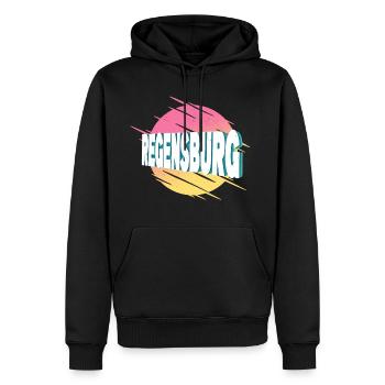 Regensburg Allemagne City Font Vintage Retro - Sweat à capuche Premium bio Homme - noir - Devant - Nico (187cm)