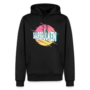 Saarbrücken Deutschland Stadt Schrift Vintage - Männer Premium Bio Hoodie - Schwarz - Vorne - Nico (187cm)