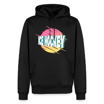 Eishockey Ice Hockey Spieler Vintage Retro Bunt - Männer Premium Bio Hoodie - Schwarz - Vorne - Nico (187cm)