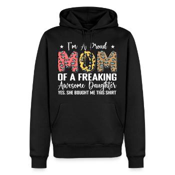 Ich bin eine stolze Mutter einer verdammt tollen Tochter - Männer Premium Bio Hoodie - Schwarz - Vorne - Nico (187cm)