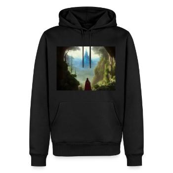 The hero's path - Men’s Premium Organic Hoodie - black - Front - Nico (187cm)