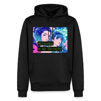L’observation des étoiles est ma thérapie - Sweat à capuche Premium bio Homme - noir - Devant - Nico (187cm)