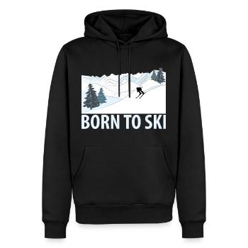 Né pour Skier Sports d’hiver Piste de ski - Sweat à capuche Premium bio Homme - noir - Devant - Nico (187cm)