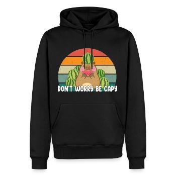 Don't Worry Be Capy Capybara - Männer Premium Bio Hoodie - Schwarz - Vorne - Nico (187cm)