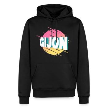 Gijon Espagne City Font Vintage Rétro - Sweat à capuche Premium bio Homme - noir - Devant - Nico (187cm)