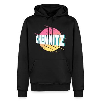 Chemnitz Allemagne City Font Vintage Rétro - Sweat à capuche Premium bio Homme - noir - Devant - Nico (187cm)