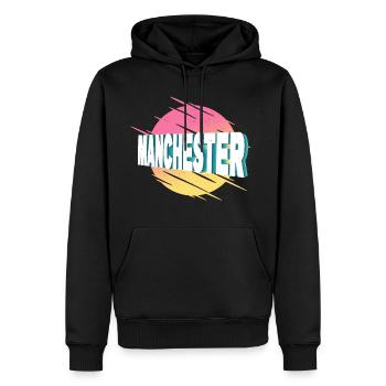 Manchester England Großbritannien UK Stadt Schrift - Männer Premium Bio Hoodie - Schwarz - Vorne - Nico (187cm)