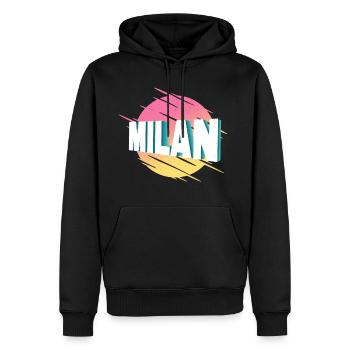 Mailand Milan Italien Stadt Schrift Vintage Retro - Männer Premium Bio Hoodie - Schwarz - Vorne - Nico (187cm)