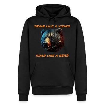 ROAR LIKE A BEAR - Workout Design - Männer Premium Bio Hoodie - Schwarz - Vorne - Nico (187cm)