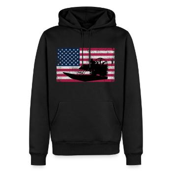 Drapeau américain USA Airboat Fanboat Airboating - Sweat à capuche Premium bio Homme - noir - Devant - Nico (187cm)
