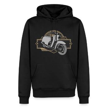 Hirondelle (or / argent) // Illustration - Sweat à capuche Premium bio Homme - noir - Devant - Nico (187cm)