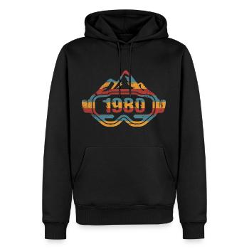 Skier Skiing Ski 1980 Birthday - Men’s Premium Organic Hoodie - black - Front - Nico (187cm)