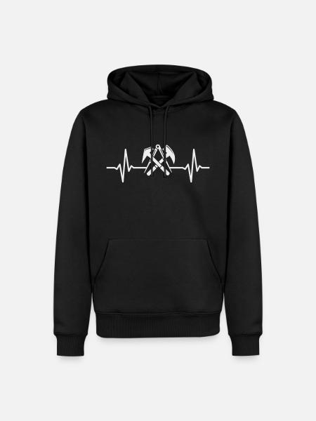 Dachdecker Zunftzeichen Herzschlag - Männer Premium Bio Hoodie - Schwarz