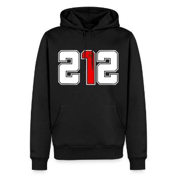 Indicatif Maroc +212 Appelle vers le Maroc - Sweat à capuche Premium bio Homme - noir - Devant - Nico (187cm)