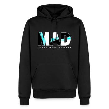 Designs streetwear fous - Sweat à capuche Premium bio Homme - noir - Devant - Nico (187cm)