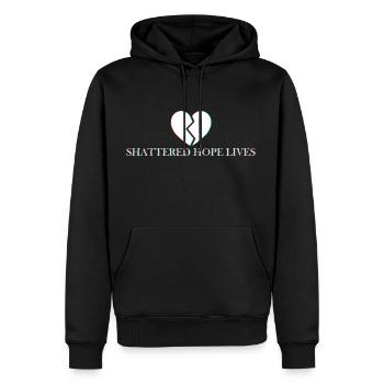 Zerbrochene Hoffnung lebt - Männer Premium Bio Hoodie - Schwarz - Vorne - Nico (187cm)