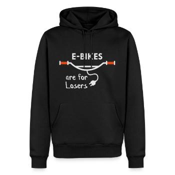 E-Bikes sind für Verlierer - Männer Premium Bio Hoodie - Schwarz - Vorne - Nico (187cm)