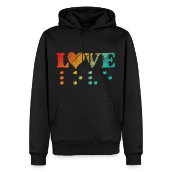 Liebe ist blindes Herz Brailleschrift - Männer Premium Bio Hoodie - Schwarz - Vorne - Nico (187cm)