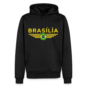 Brasília T-Shirt für Fans und Reisende - Männer Premium Bio Hoodie - Schwarz - Vorne - Nico (187cm)