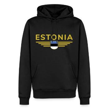 Estland T-Shirt – Für echte Fans - Männer Premium Bio Hoodie - Schwarz - Vorne - Nico (187cm)
