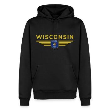 Chemise de fan du Wisconsin – Nature & Pride - Sweat à capuche Premium bio Homme - noir - Devant - Nico (187cm)
