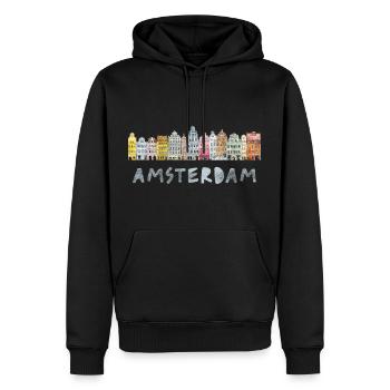 Vintage Amsterdam Souvenir Architektur Häuser - Männer Premium Bio Hoodie - Schwarz - Vorne - Nico (187cm)
