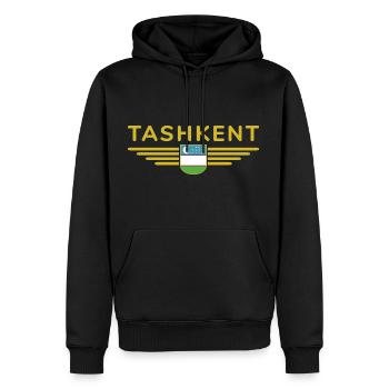 Taschkent T-Shirt – Usbekistans Herz - Männer Premium Bio Hoodie - Schwarz - Vorne - Nico (187cm)