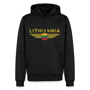 T-shirt Lituanie – Fierté et style - Sweat à capuche Premium bio Homme - noir - Devant - Nico (187cm)