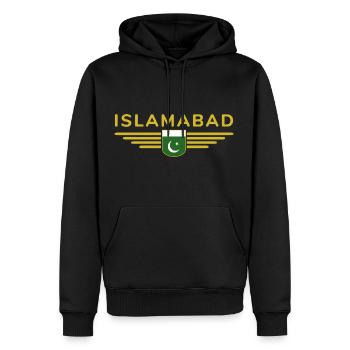 Islamabad Design – Style de la capitale - Sweat à capuche Premium bio Homme - noir - Devant - Nico (187cm)