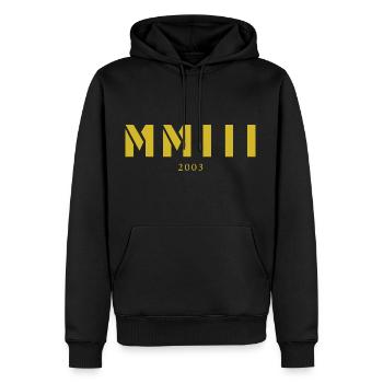 Chiffres romains année de naissance Fabriqué en 2003 - Sweat à capuche Premium bio Homme - noir - Devant - Nico (187cm)