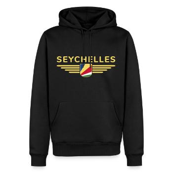 Fans des Seychelles : des t-shirts pour rêver sur l’île - Sweat à capuche Premium bio Homme - noir - Devant - Nico (187cm)