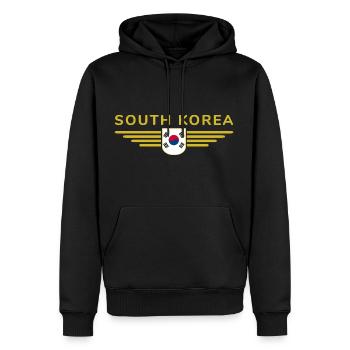 J’aime la Corée du Sud Design T-shirt Outfit - Sweat à capuche Premium bio Homme - noir - Devant - Nico (187cm)