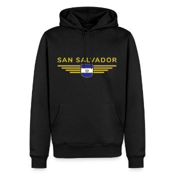 Conception du t-shirt San Salvador - Sweat à capuche Premium bio Homme - noir - Devant - Nico (187cm)