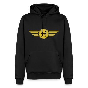 Sternzeichen Fische, exklusives T-Shirt Design - Männer Premium Bio Hoodie - Schwarz - Vorne - Nico (187cm)