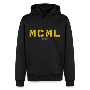 With Roman numerals MCML - Made in 1950 - Men’s Premium Organic Hoodie - black - Front - Nico (187cm)