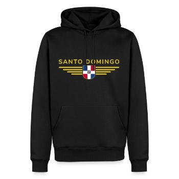 Conception de t-shirt Santo Domingo - Sweat à capuche Premium bio Homme - noir - Devant - Nico (187cm)
