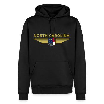 North Carolina Fan T-Shirt – Stylisch & Einzigarti - Männer Premium Bio Hoodie - Schwarz - Vorne - Nico (187cm)