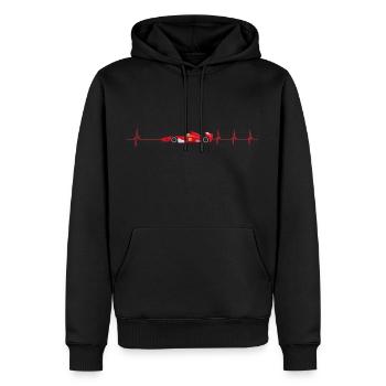 Voiture de course - battement du cœur - - Sweat à capuche Premium bio Homme - noir - Devant - Nico (187cm)