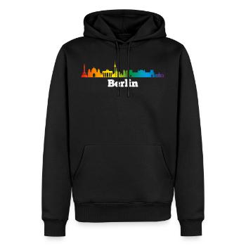 Skyline Berlin, LGBT - Männer Premium Bio Hoodie - Schwarz - Vorne - Nico (187cm)