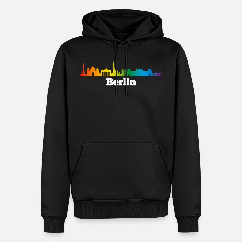 Skyline Berlin, LGBT - Männer Premium Bio Hoodie - Schwarz