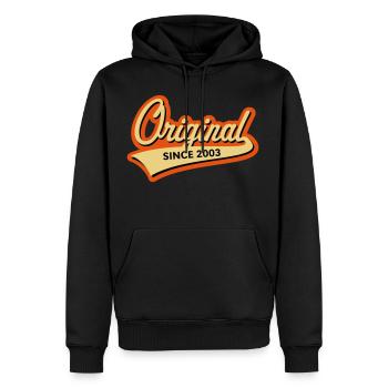 Original Since 2003 (Geburtsjahr, Geburtstag / 3C) - Männer Premium Bio Hoodie - Schwarz - Vorne - Nico (187cm)