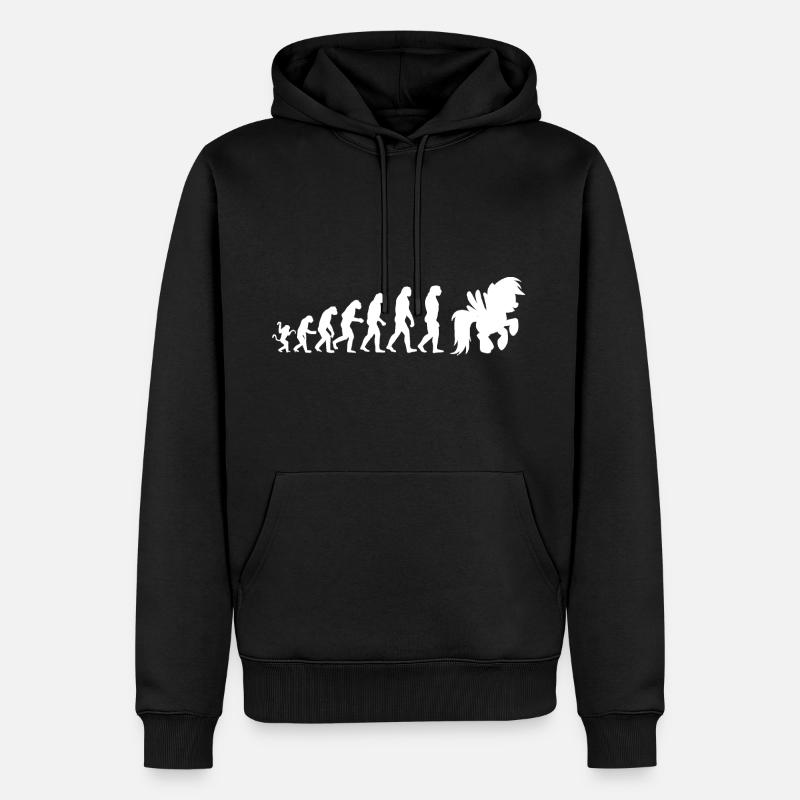 Evolution Pferd - Männer Premium Bio Hoodie - Schwarz