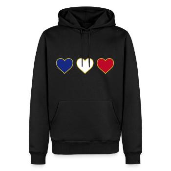 J’aime le cœur de la France - Sweat à capuche Premium bio Homme - noir - Devant - Nico (187cm)