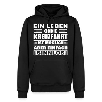Leben ohne Kreuzfahrt ist sinnlos - Männer Premium Bio Hoodie - Schwarz - Vorne - Nico (187cm)