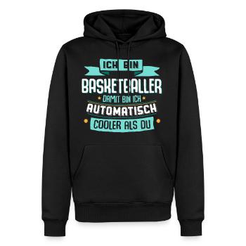 Ich bin Basketballer, damit bin ich cooler als du. - Männer Premium Bio Hoodie - Schwarz - Vorne - Nico (187cm)