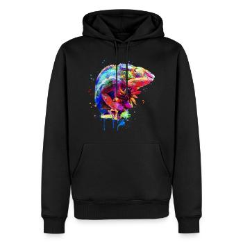 Panther Chamäleon Aquarell Design - Männer Premium Bio Hoodie - Schwarz - Vorne - Nico (187cm)