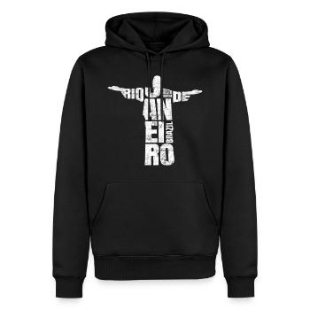 Rio de Janeiro Cristo Redentor Brazil Souvenir - Sweat à capuche Premium bio Homme - noir - Devant - Nico (187cm)
