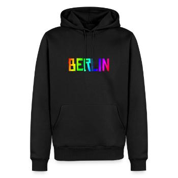 Berlin - Männer Premium Bio Hoodie - Schwarz - Vorne - Nico (187cm)