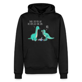 Funny Dino Unicorn Comic Dinosaur T-Rex - Men’s Premium Organic Hoodie - black - Front - Nico (187cm)
